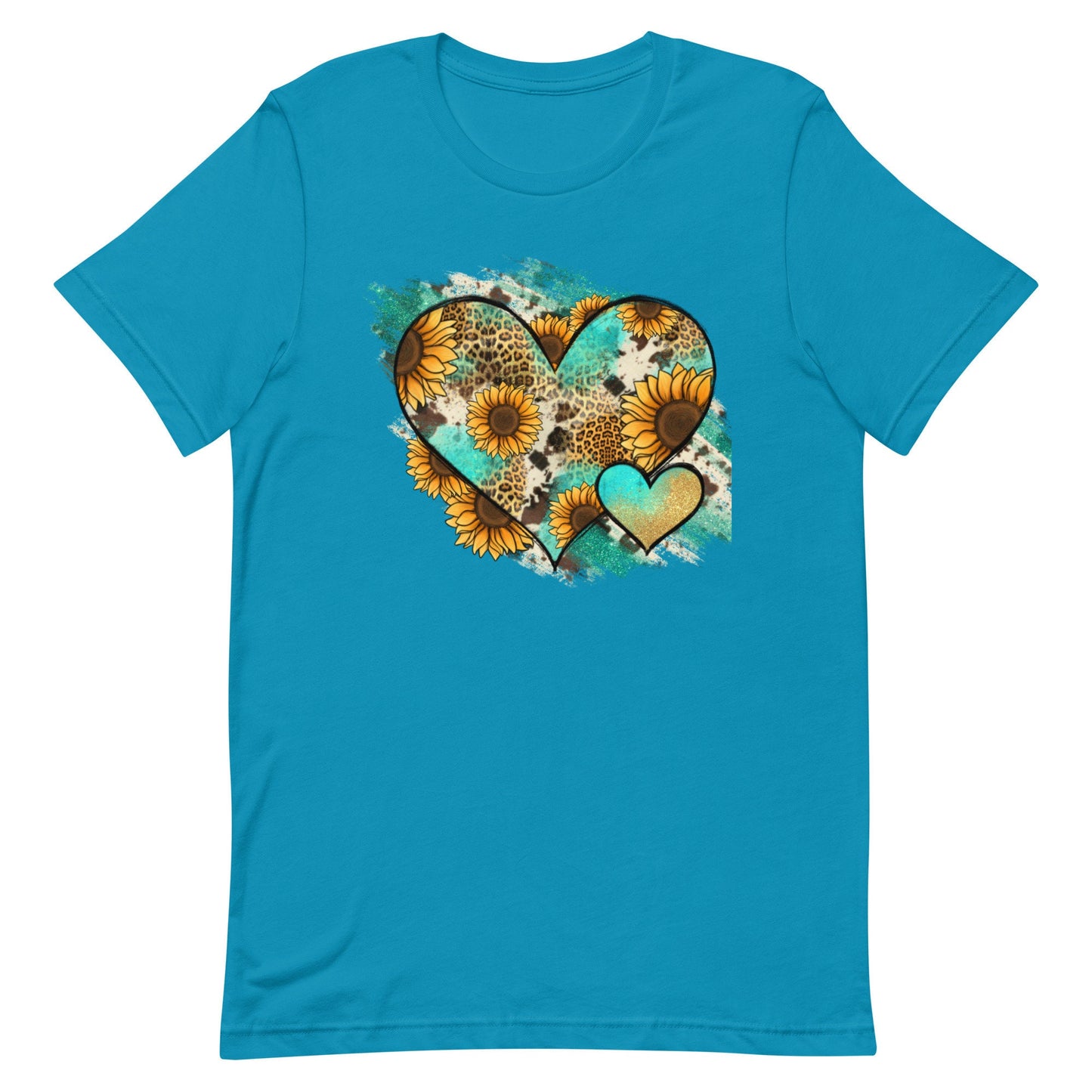 Turquoise  Western heart and Sunflowers Unisex t-shirt