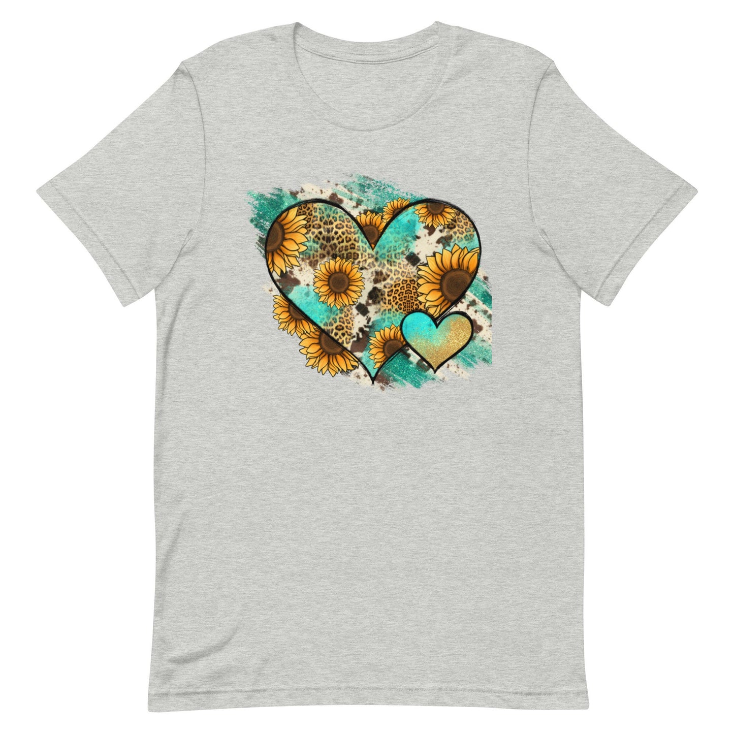 Turquoise  Western heart and Sunflowers Unisex t-shirt