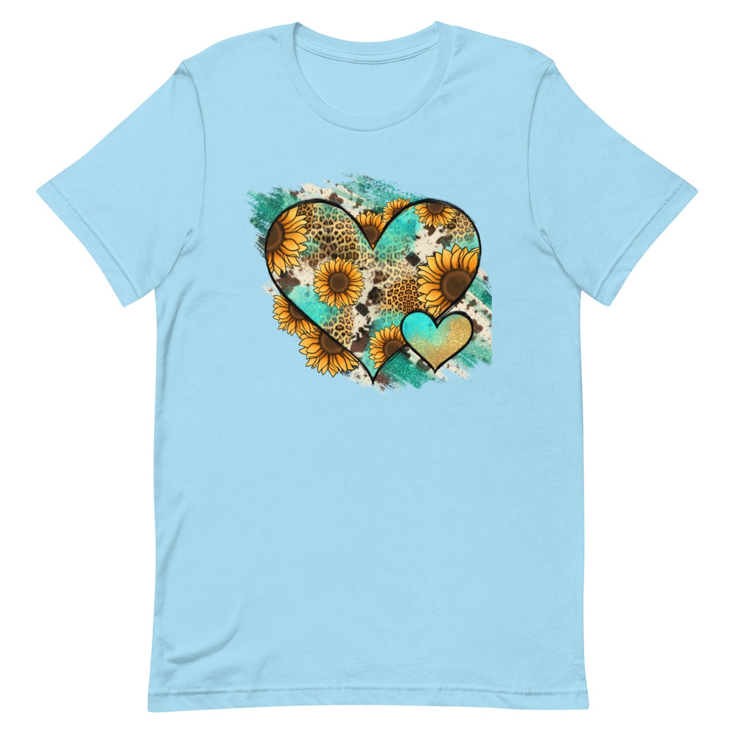 Turquoise  Western heart and Sunflowers Unisex t-shirt