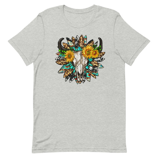 Aztec Skull with sunflowers  Unisex t-shirt