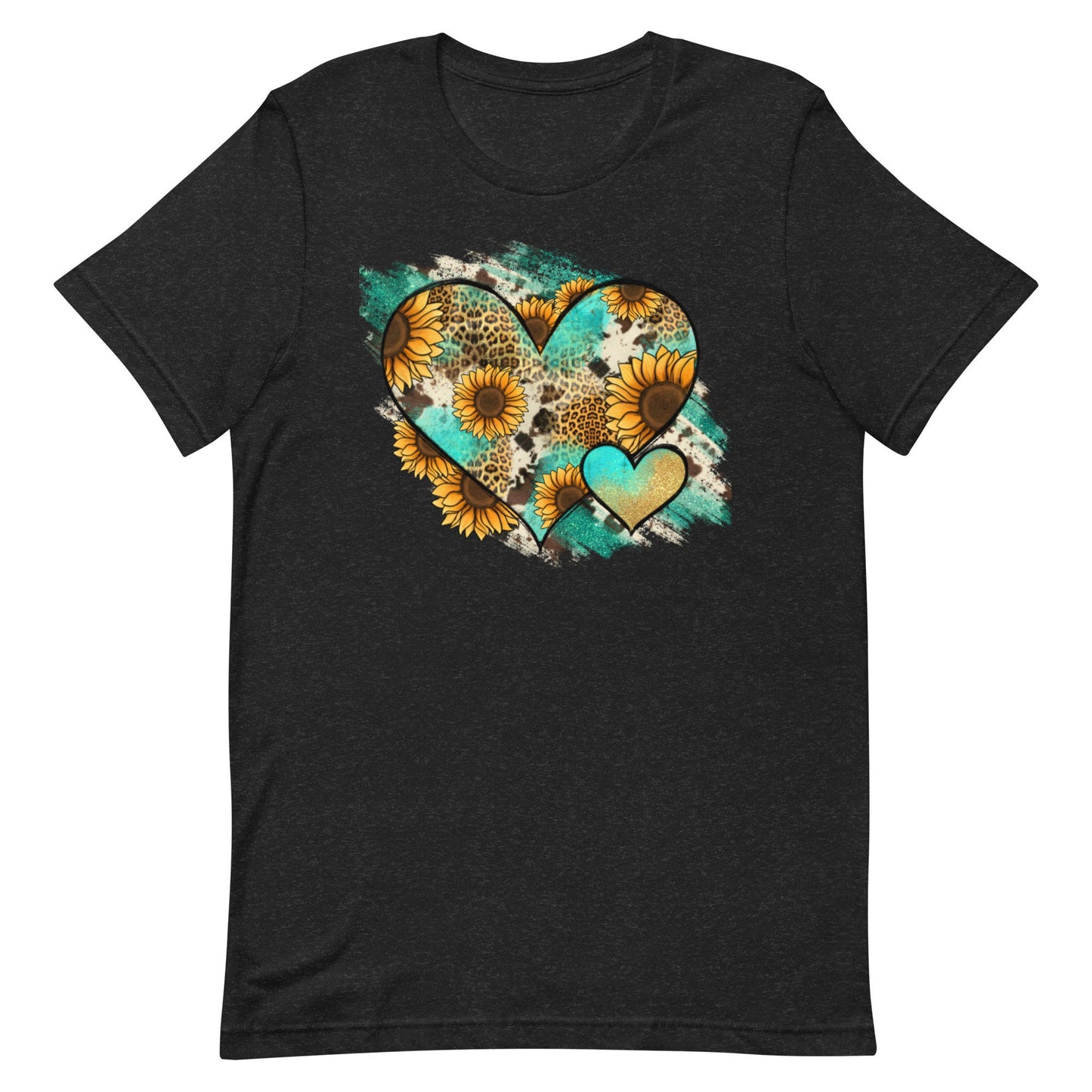 Turquoise, heart , and sunflowers Unisex t-shirt