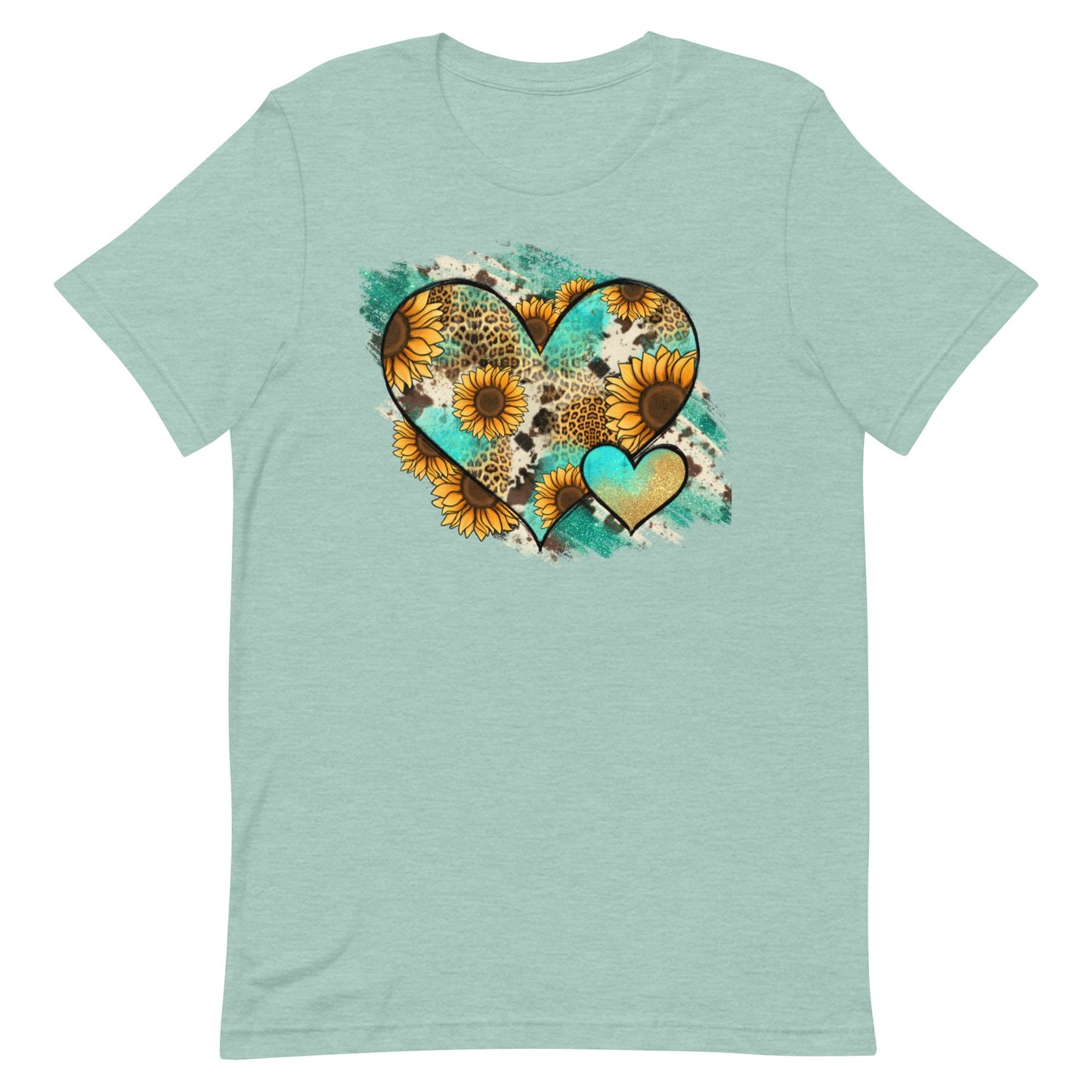 Turquoise, heart , and sunflowers Unisex t-shirt