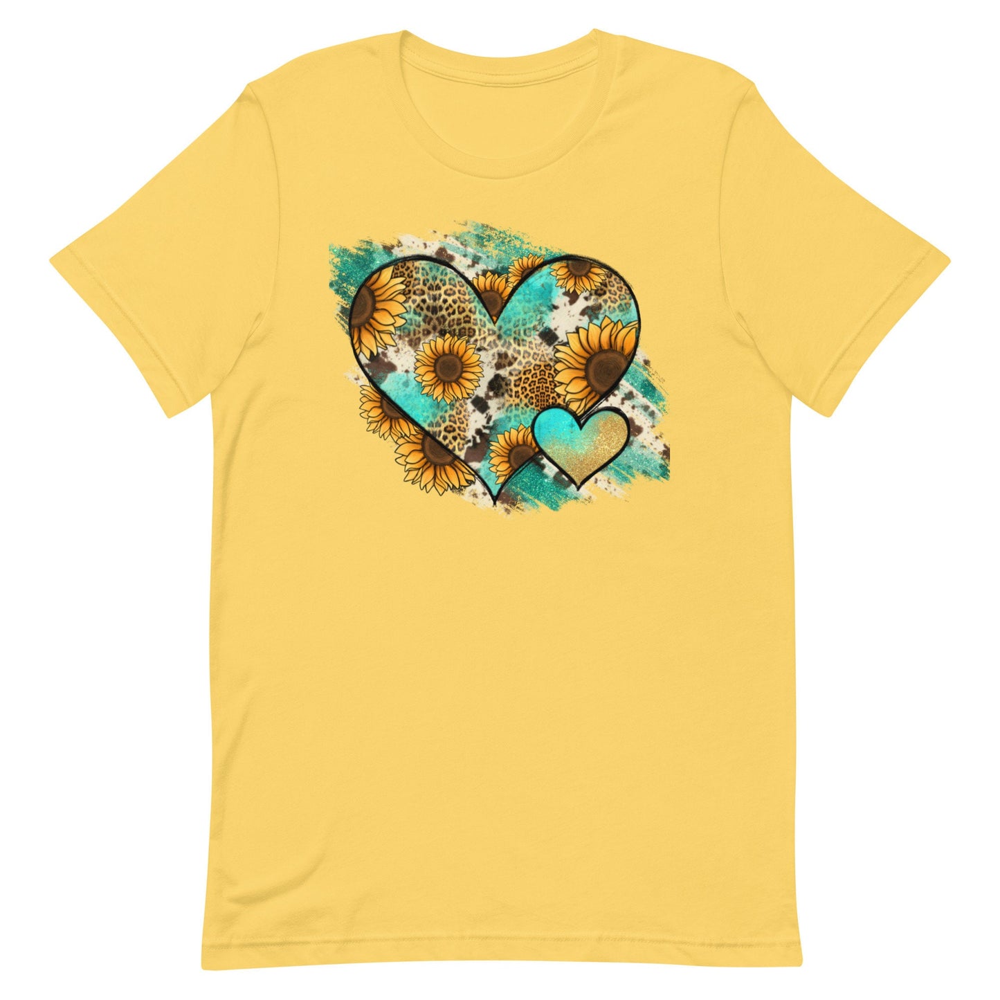 Turquoise, heart , and sunflowers Unisex t-shirt
