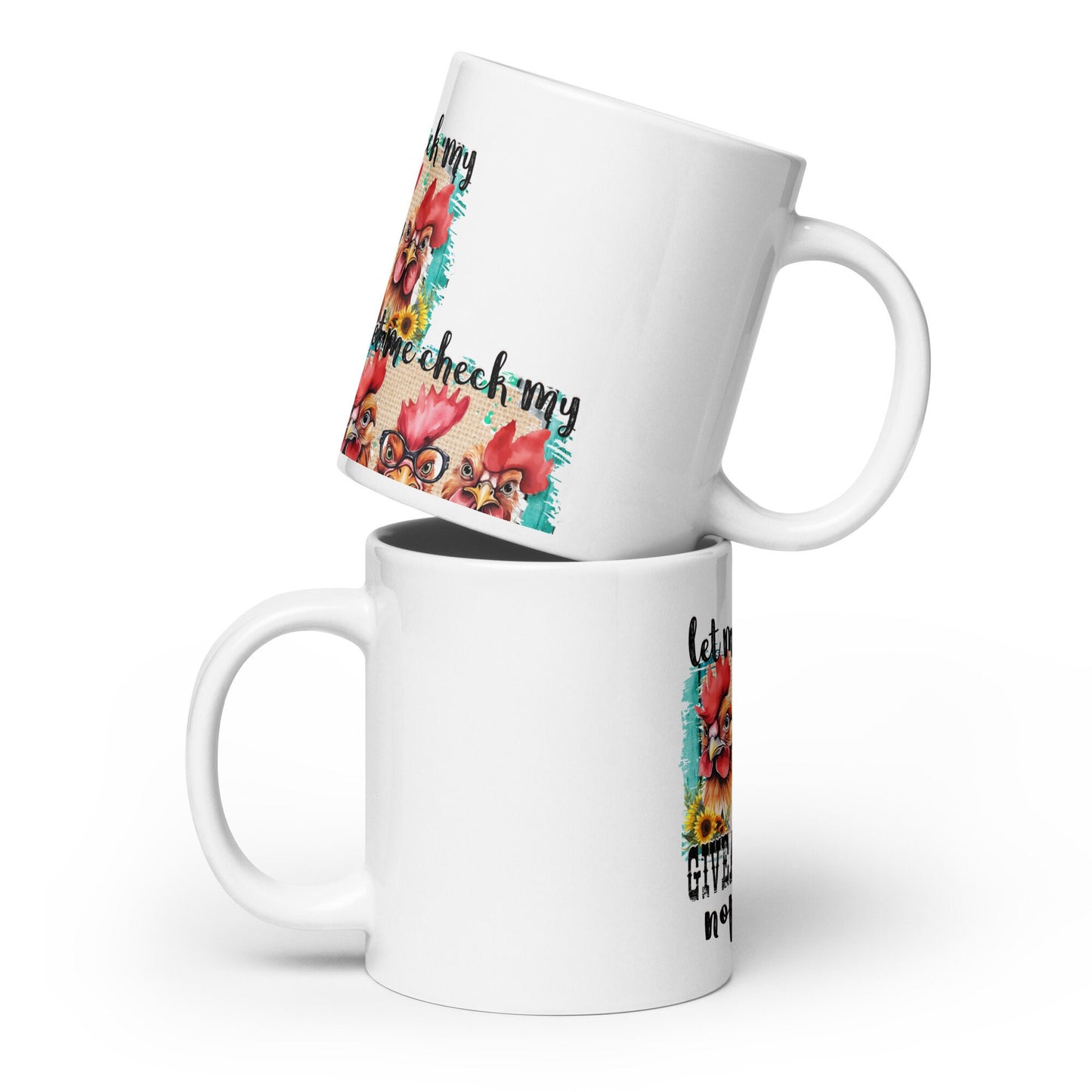 Giveashitmeter Chickens White glossy mug