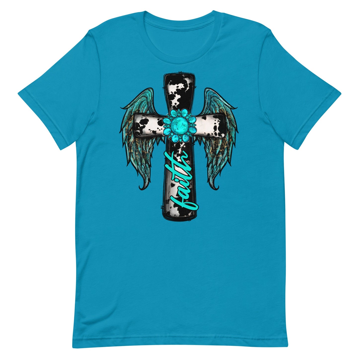 Turquoise FAITH Cross Unisex t-shirt