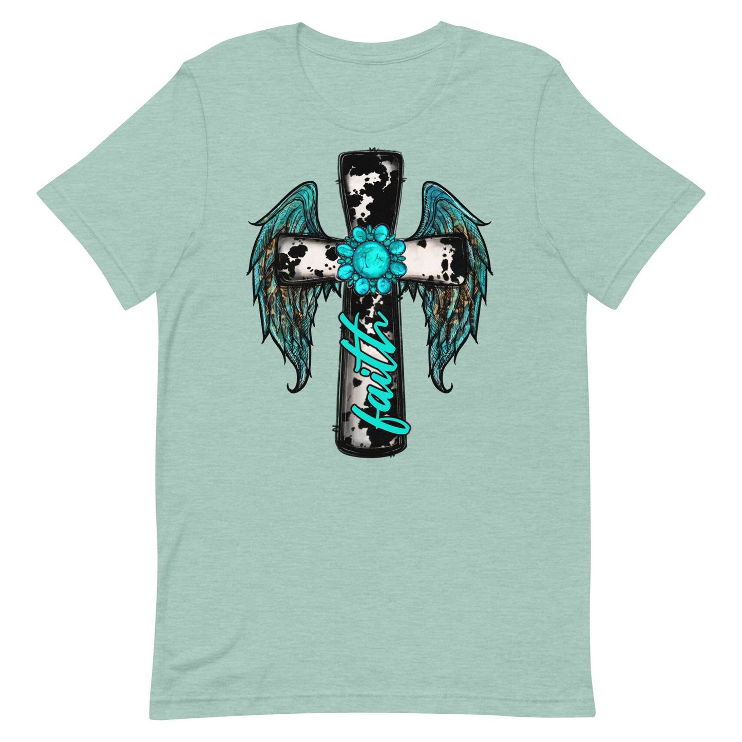 Turquoise FAITH Cross Unisex t-shirt