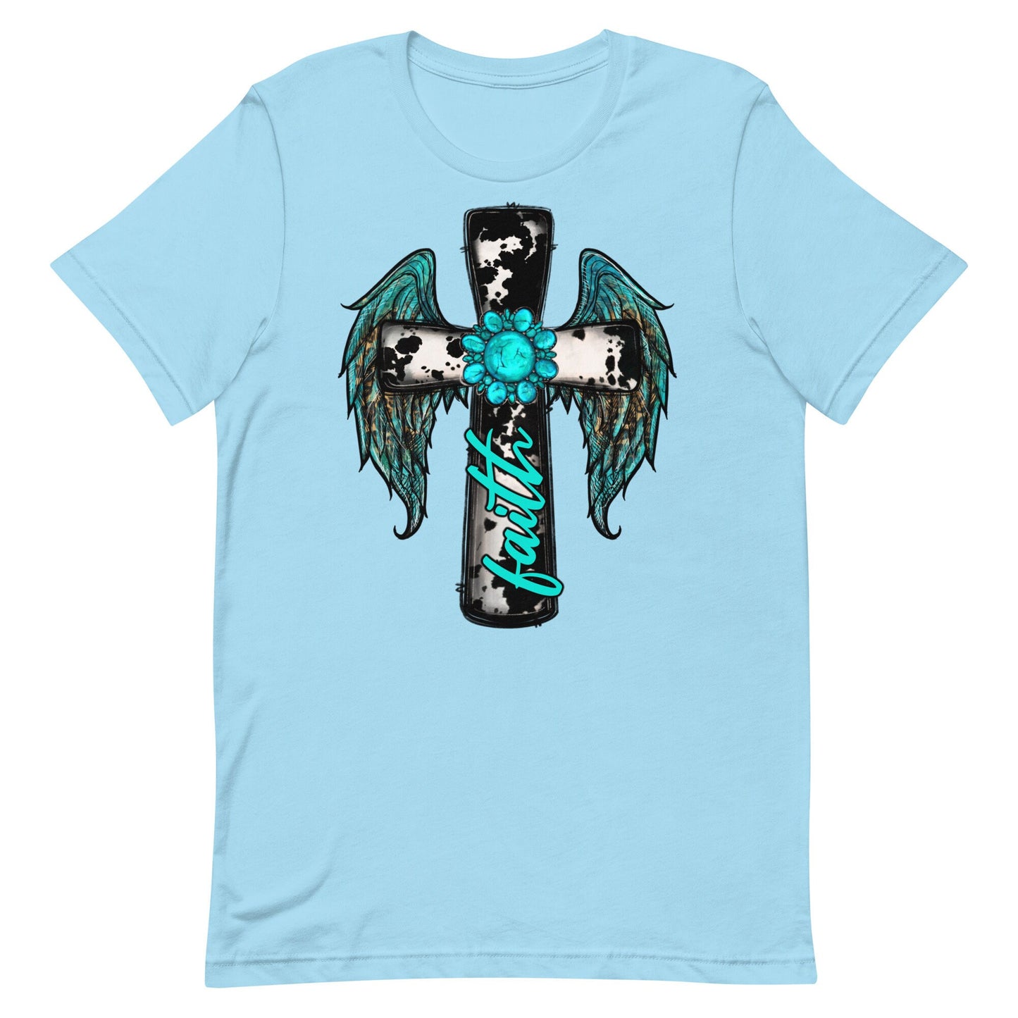 Turquoise FAITH Cross Unisex t-shirt