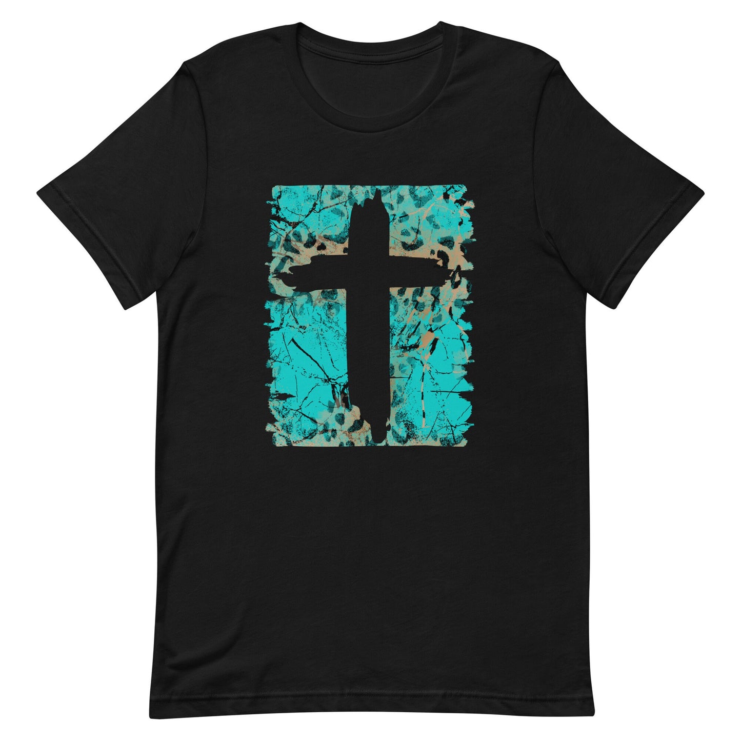 Turqouise Cross Leopard Print Unisex t-shirt