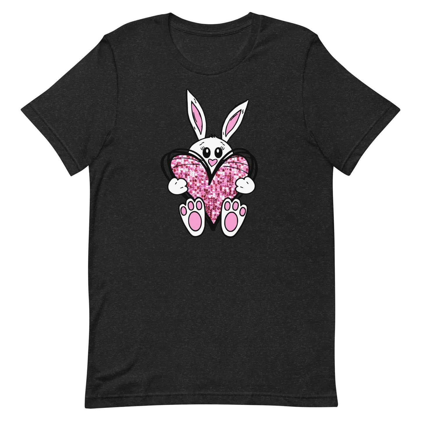Some Bunny Loves You . Bunny holding  faux glitter heart Unisex t-shirt