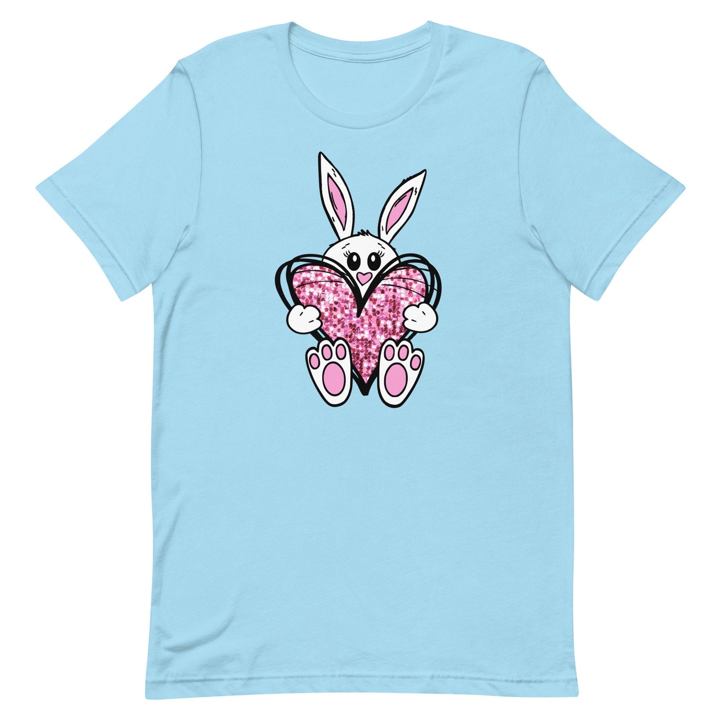 Some Bunny Loves You . Bunny holding  faux glitter heart Unisex t-shirt