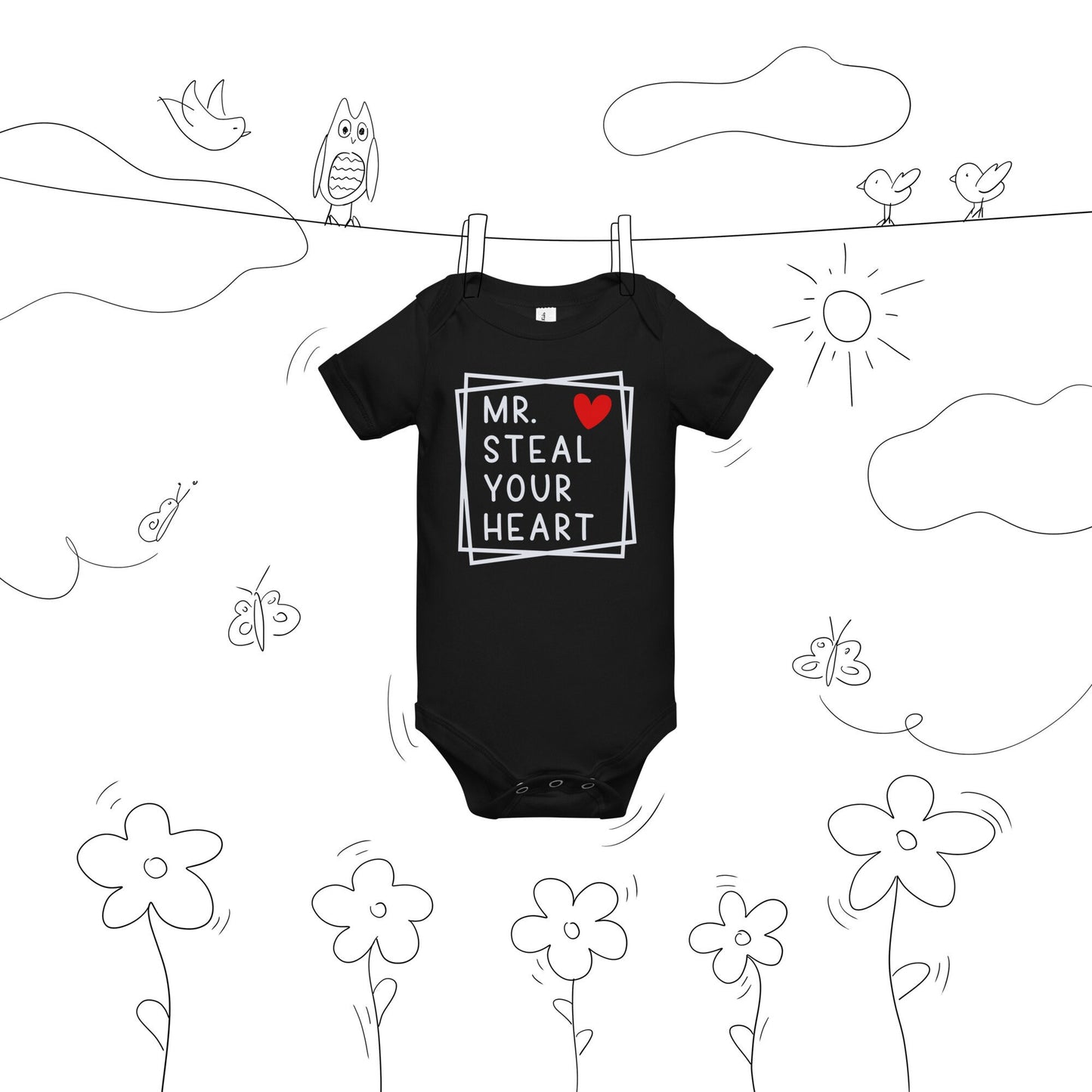 Mr Steal Your Heart Baby short sleeve one piece