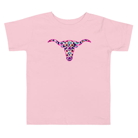 Lil Aztec Design Steer Head Toddler Short Sleeve Tee