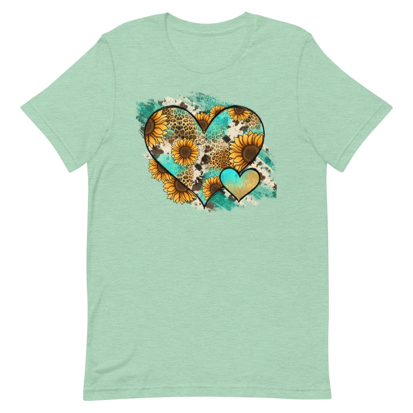 Turquoise, heart , and sunflowers Unisex t-shirt