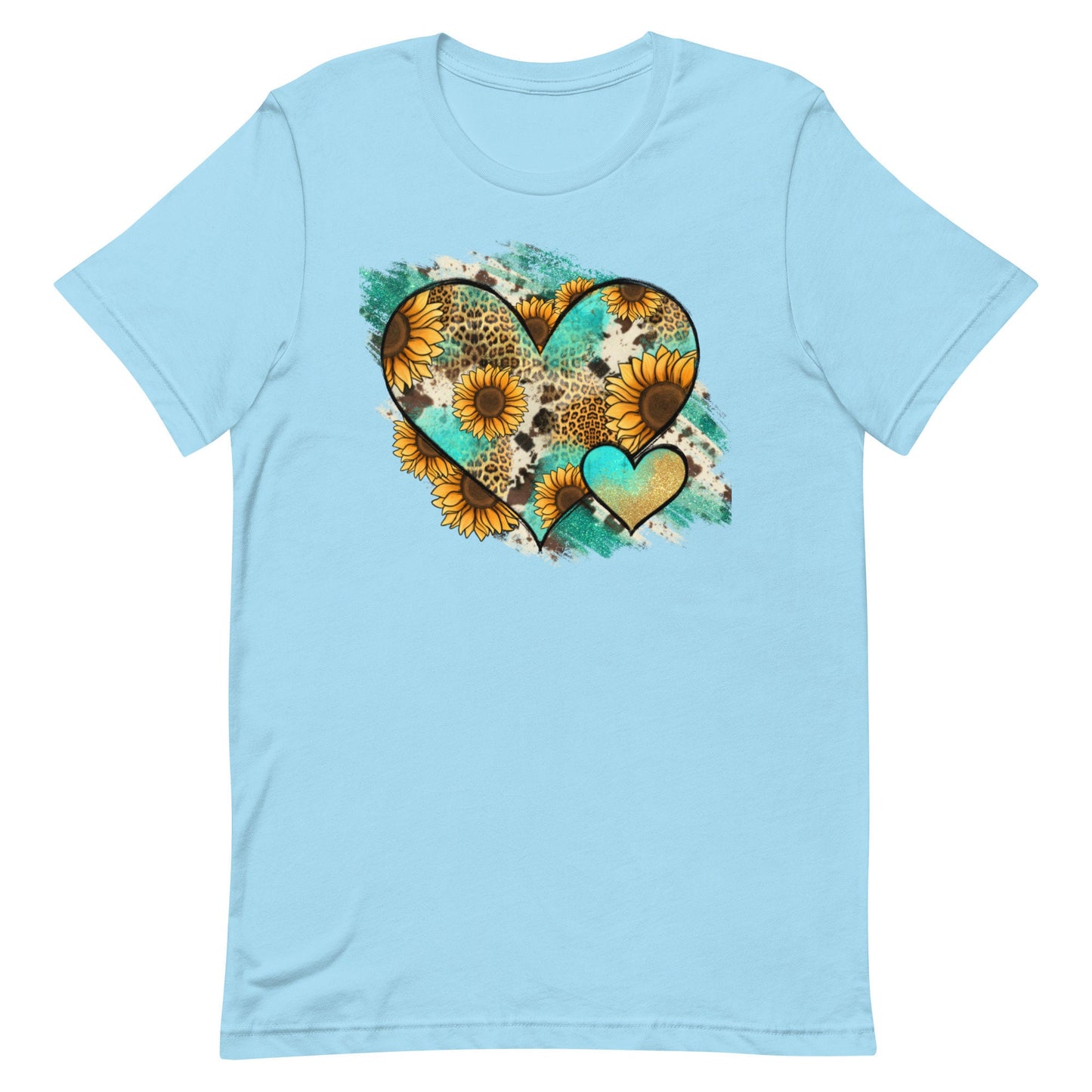 Turquoise, heart , and sunflowers Unisex t-shirt