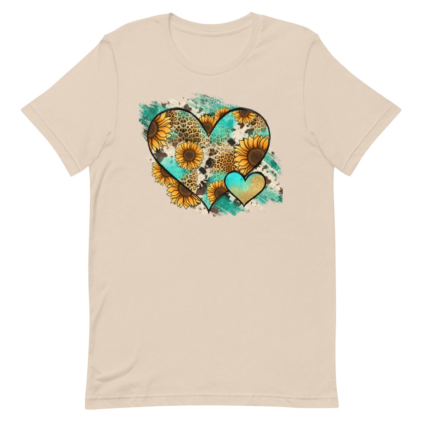 Turquoise, heart , and sunflowers Unisex t-shirt