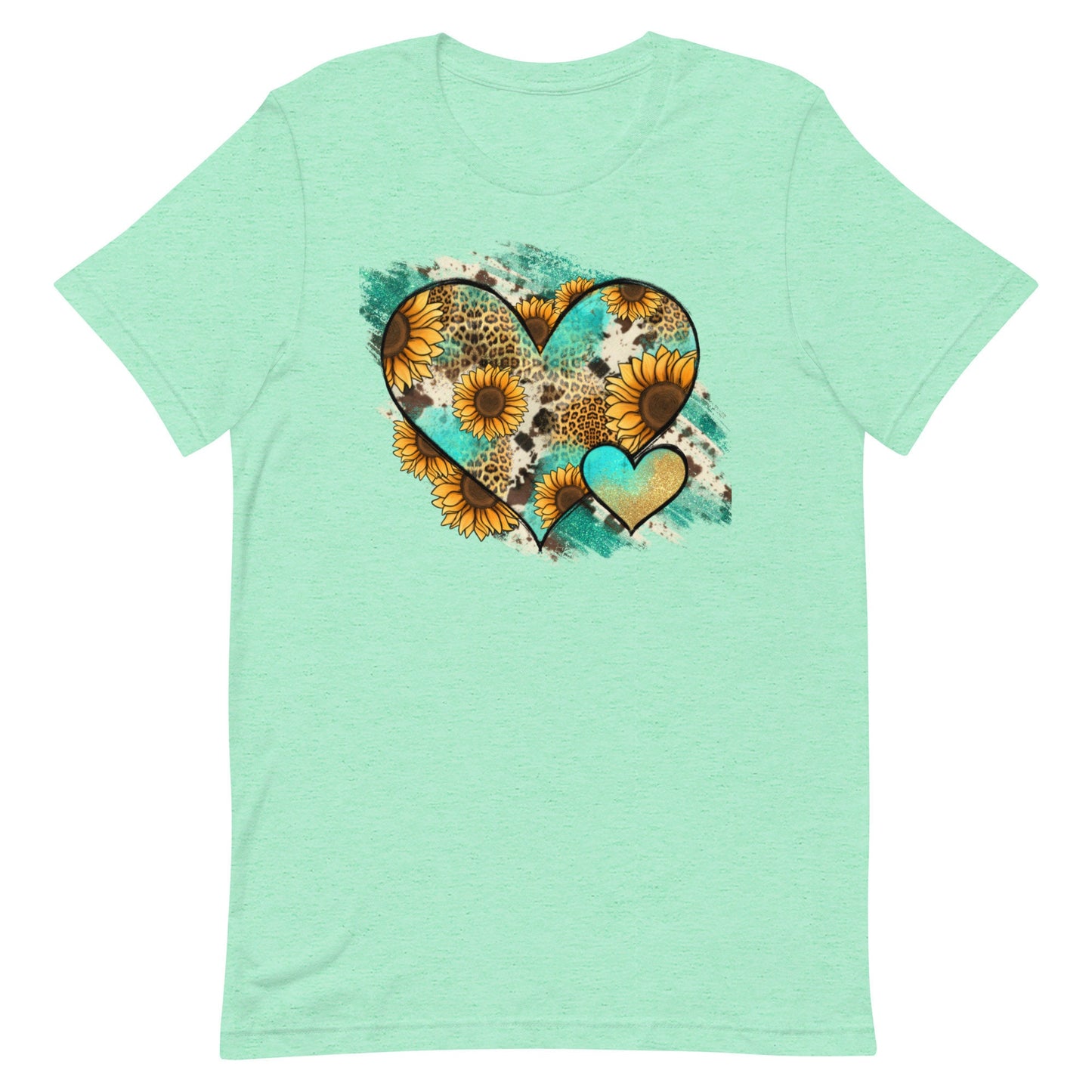 Turquoise, heart , and sunflowers Unisex t-shirt