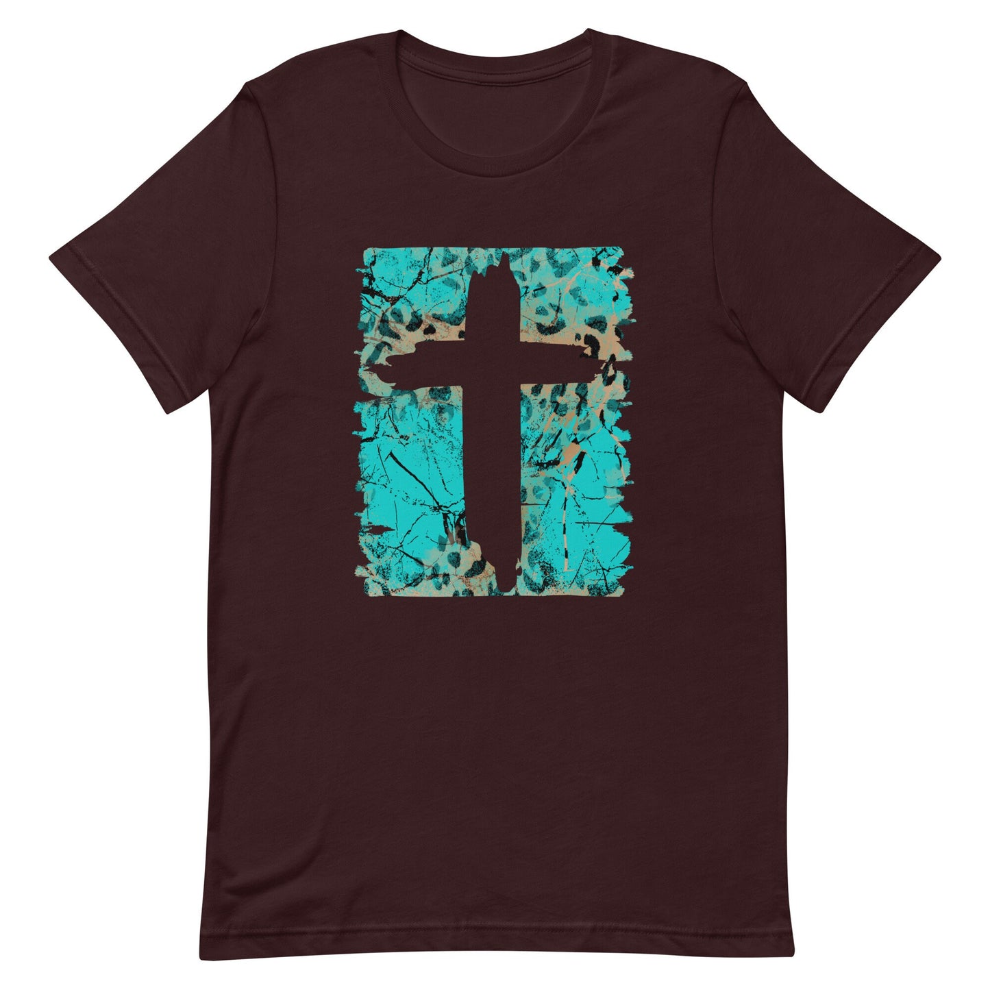 Turqouise Cross Leopard Print Unisex t-shirt