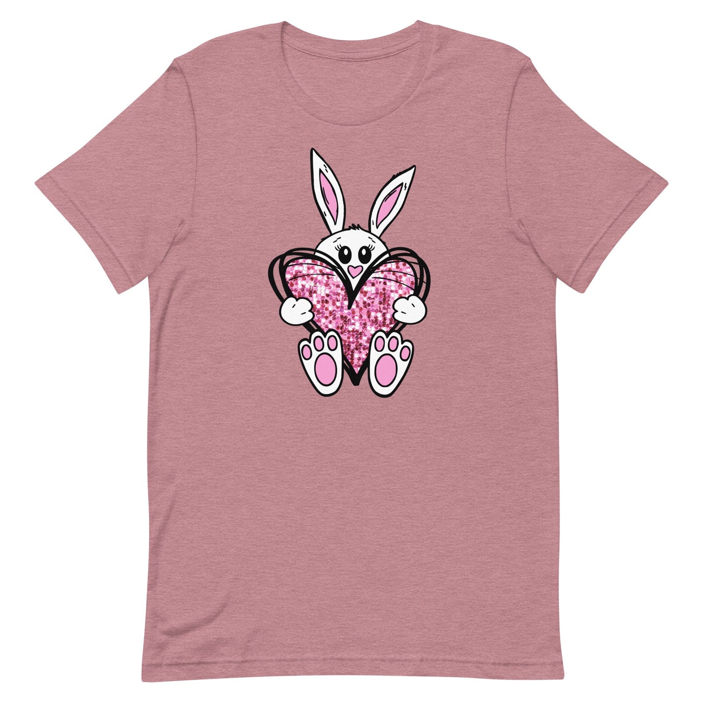 Some Bunny Loves You . Bunny holding  faux glitter heart Unisex t-shirt