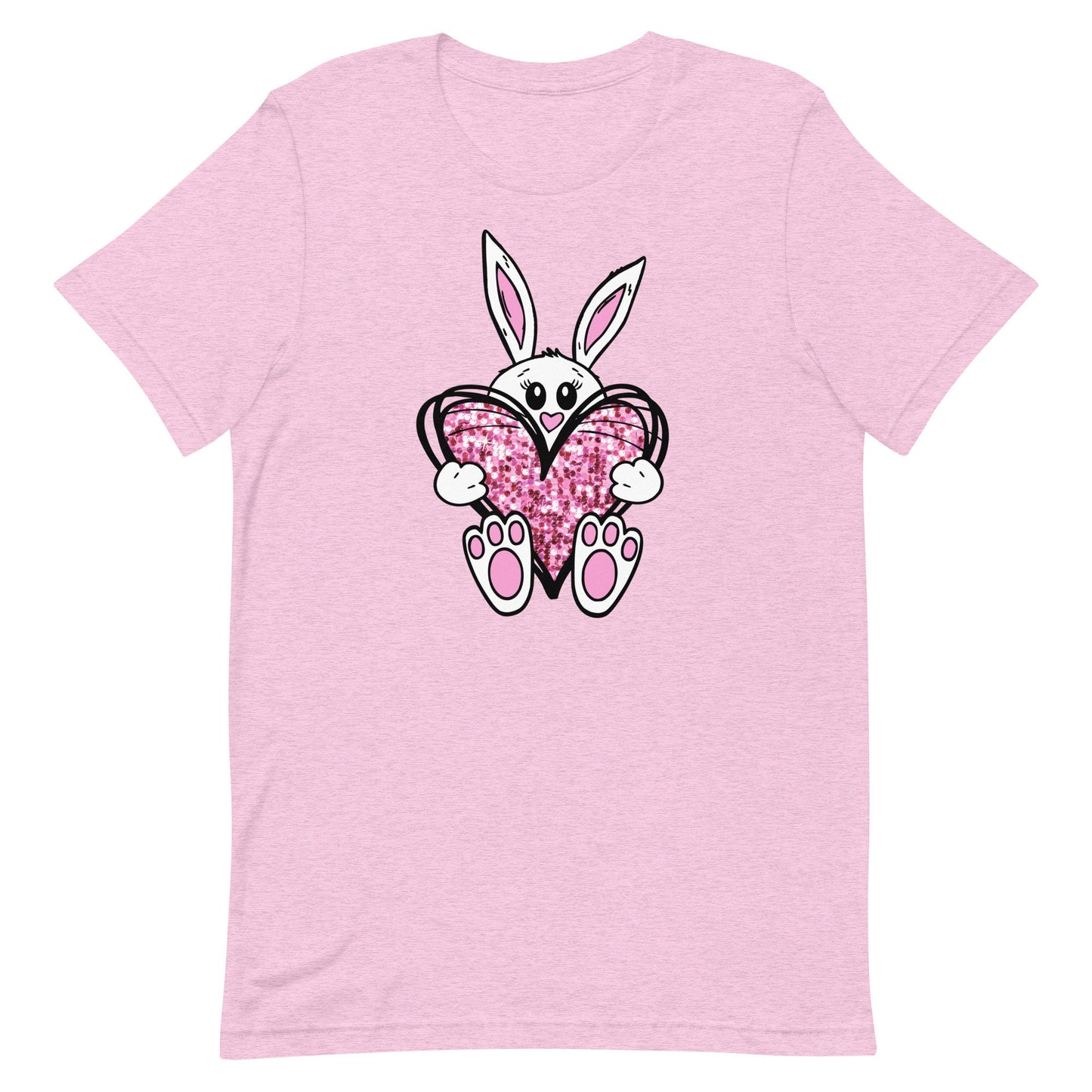 Some Bunny Loves You . Bunny holding  faux glitter heart Unisex t-shirt