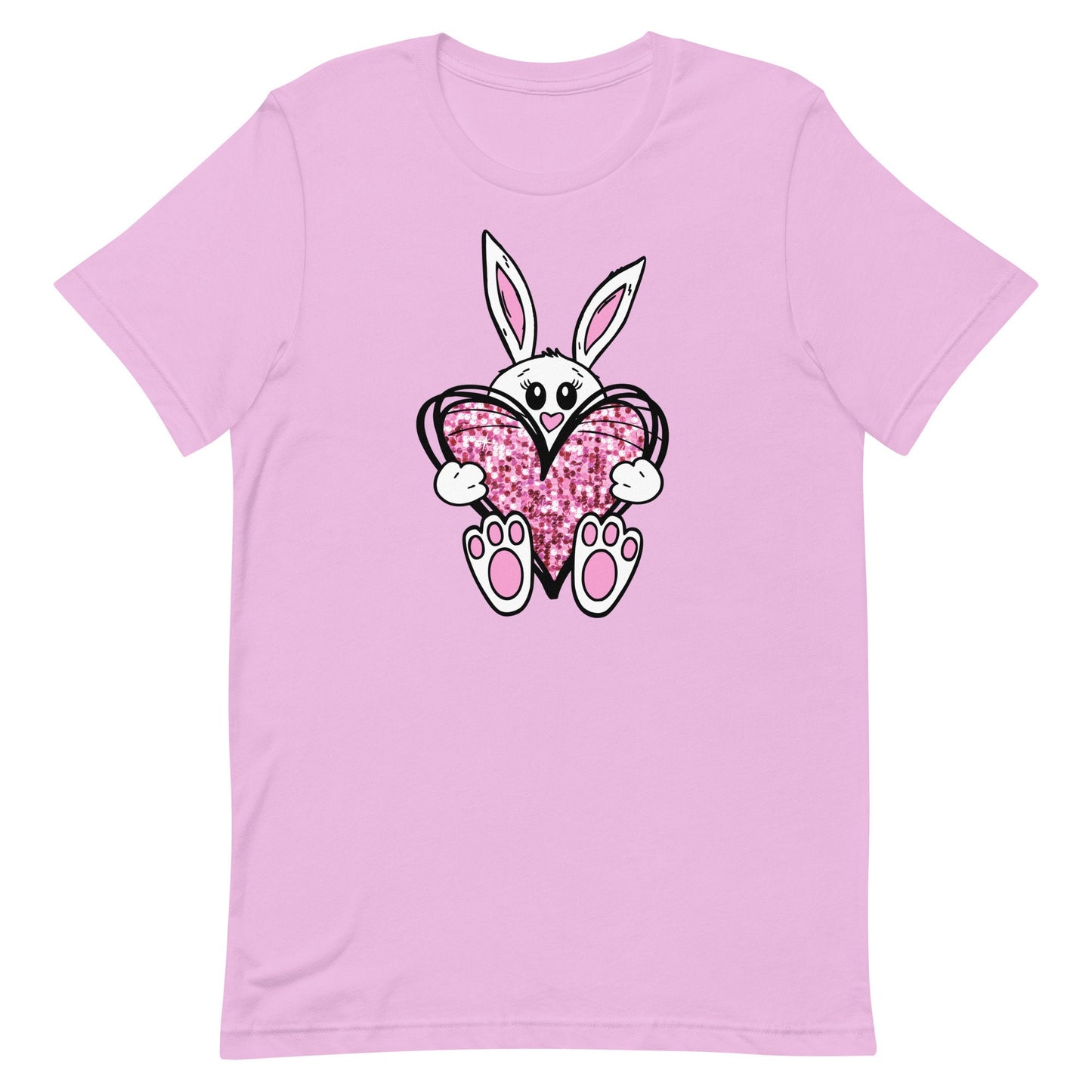 Some Bunny Loves You . Bunny holding  faux glitter heart Unisex t-shirt