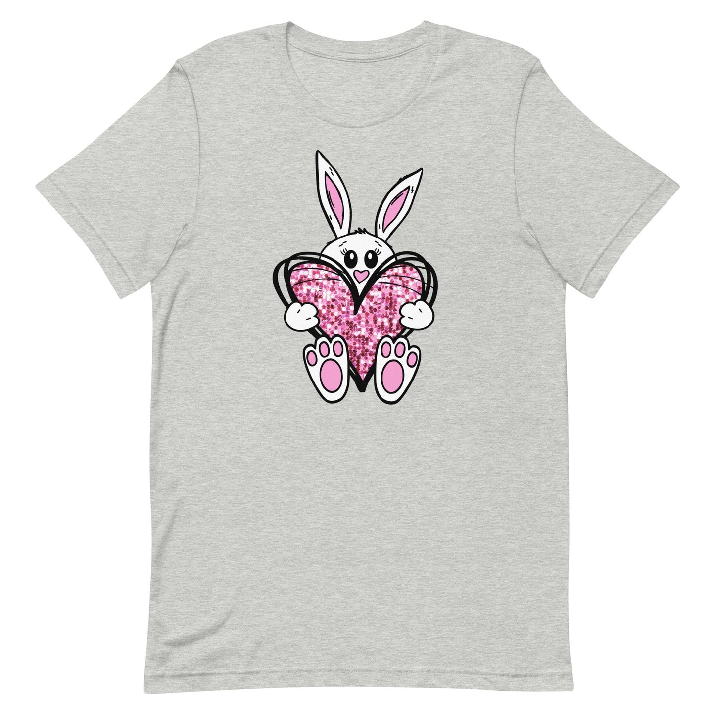 Some Bunny Loves You . Bunny holding  faux glitter heart Unisex t-shirt