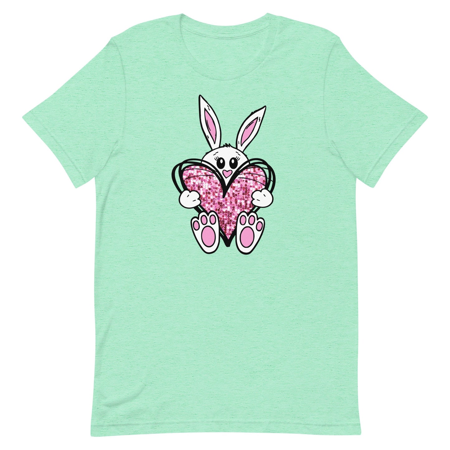Some Bunny Loves You . Bunny holding  faux glitter heart Unisex t-shirt