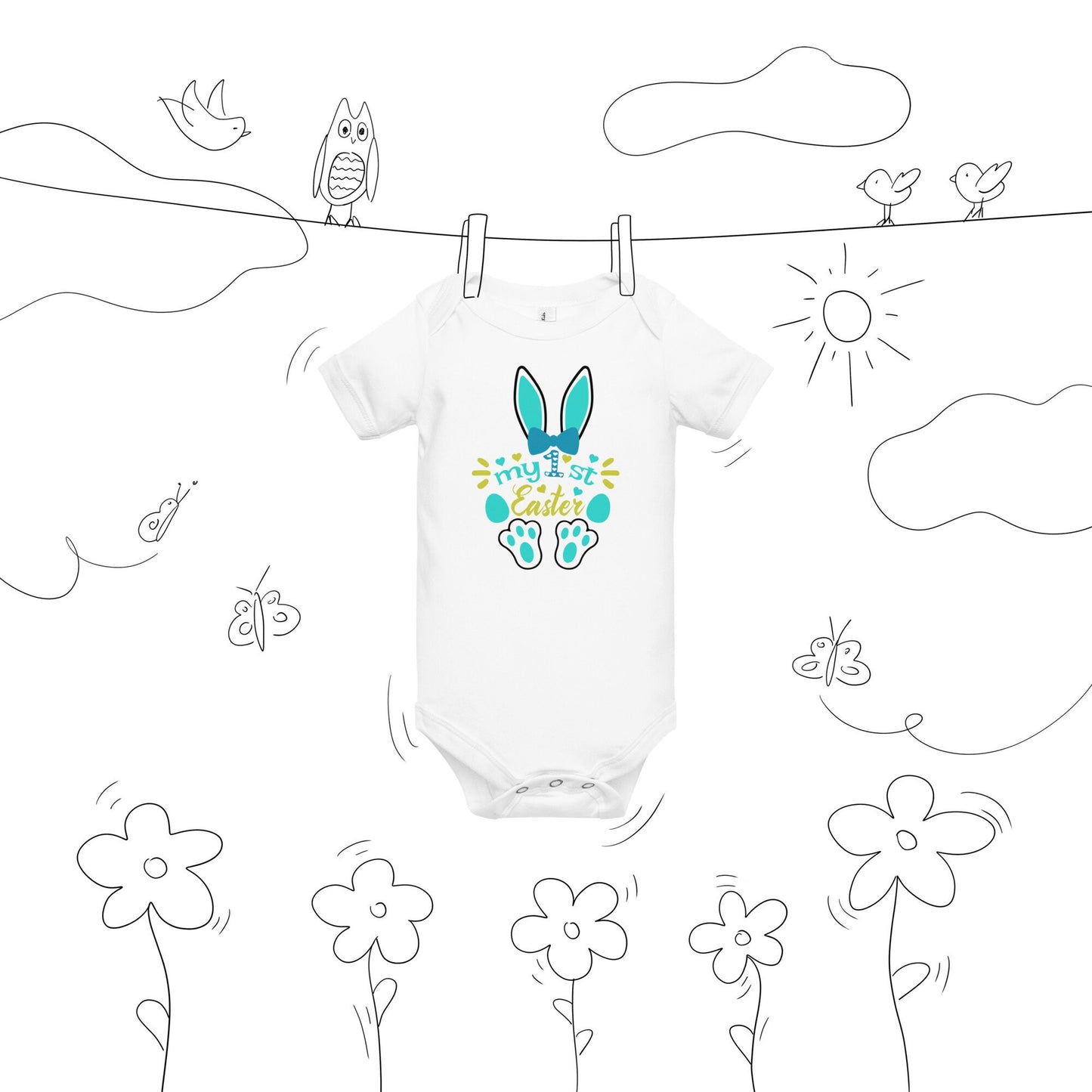 1st. Easter Baby short sleeve one piece