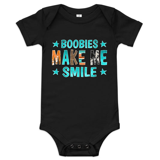Boobies Make Me Smile Baby short sleeve one piece
