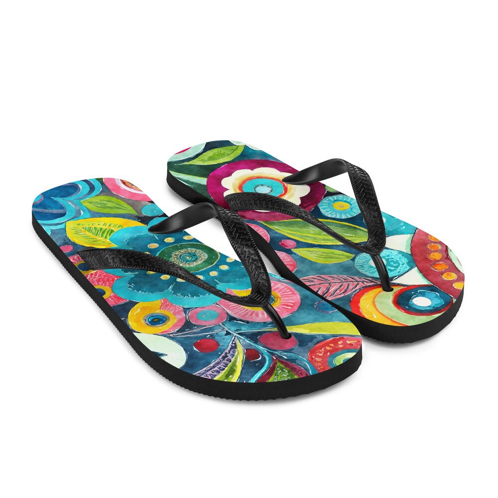 Boho Flower Print Flip-Flops